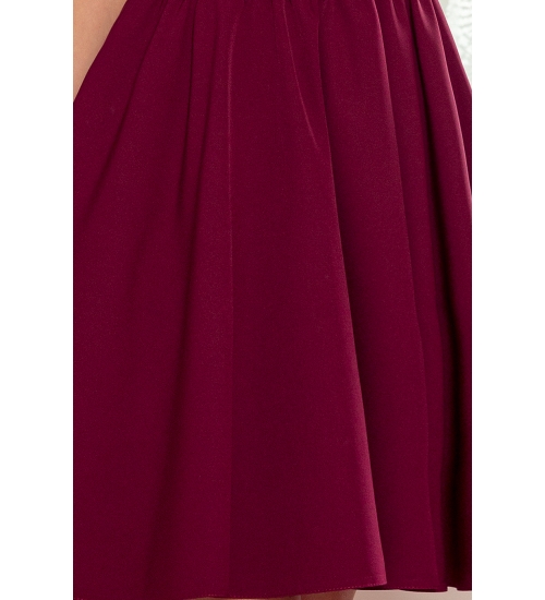 307-3 POLA sukienka z falbankami na dekolcie - BORDOWA